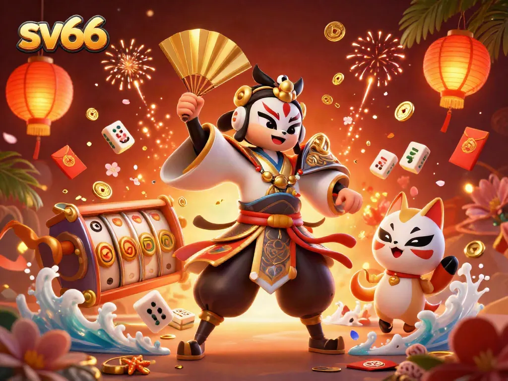 Experience the thrill of sv66 with vibrant slot reels and dynamic characters in a captivating casino scene.