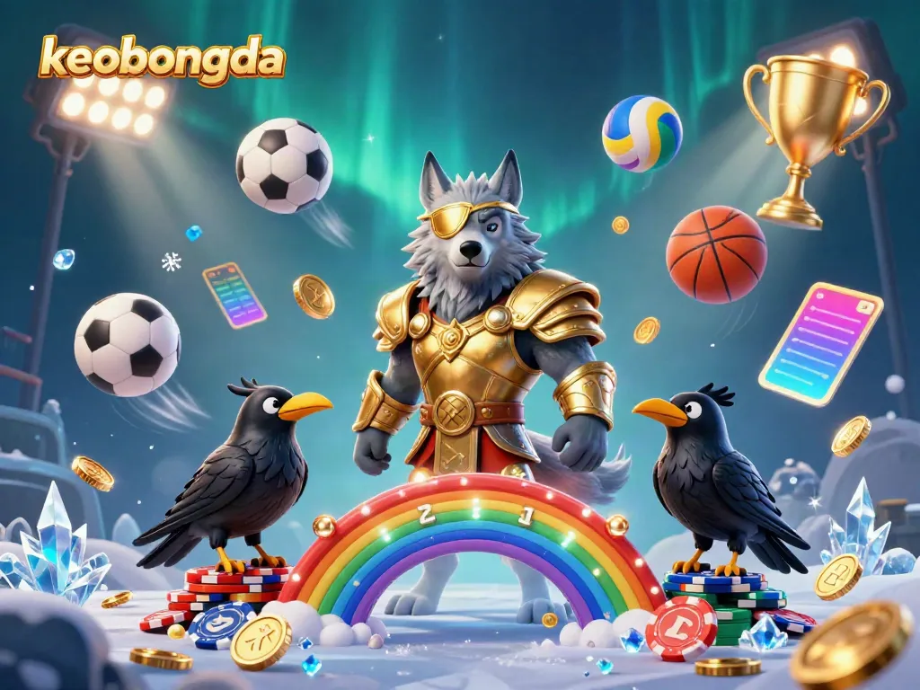Experience keobongda with thrilling sports betting action, as Norse characters collide on a rainbow bridge of casino chips.