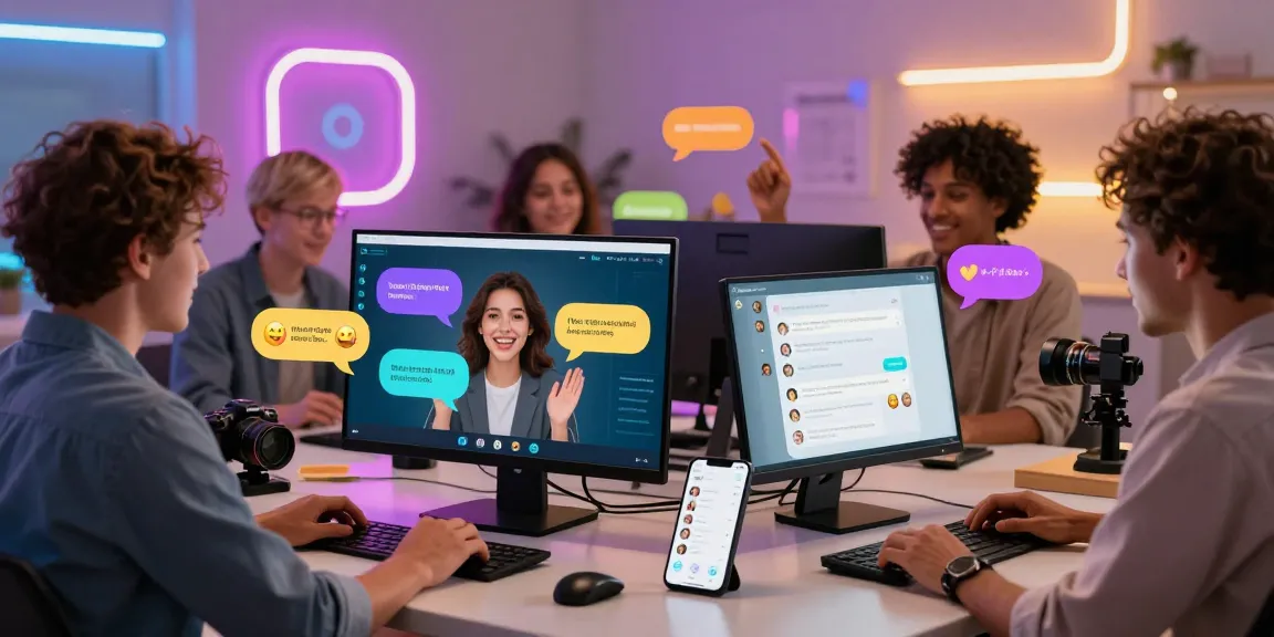 Interactive NSFW AI chat scene with diverse avatars and vibrant digital interfaces.