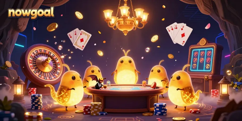 Experience nowgoal's casino thrill with vibrant glowworms lighting up a dynamic gaming scene.