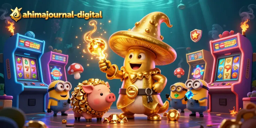 Engage in magical gaming adventures with ahimajournal-digital's golden wizard and vibrant slot features.