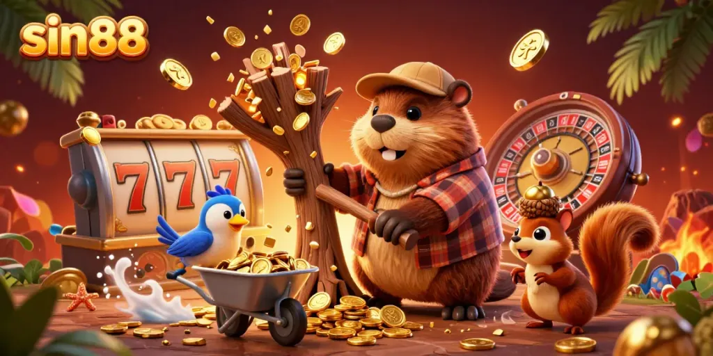 Experience the excitement of sin88 with vibrant characters and dynamic casino elements, showcasing online gaming action.