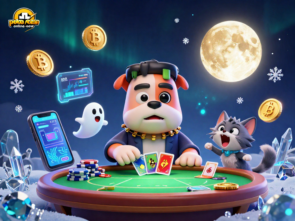 Join the fun at poker-online-now with a lively poker scene featuring colorful characters!