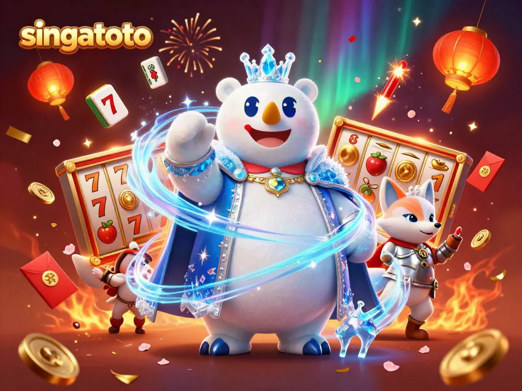 Experience the thrill of singatoto with vibrant slots and festive elements in a dazzling casino scene.