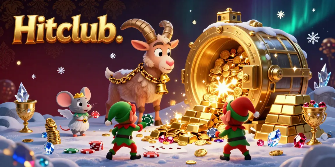 Hitclub's vibrant casino scene features Krampus, a mouse, and cheeky gremlins at play.
