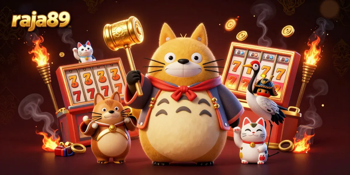 Experience thrilling gameplay at raja89 with our colorful digital casino illustration featuring slots and lucky characters.