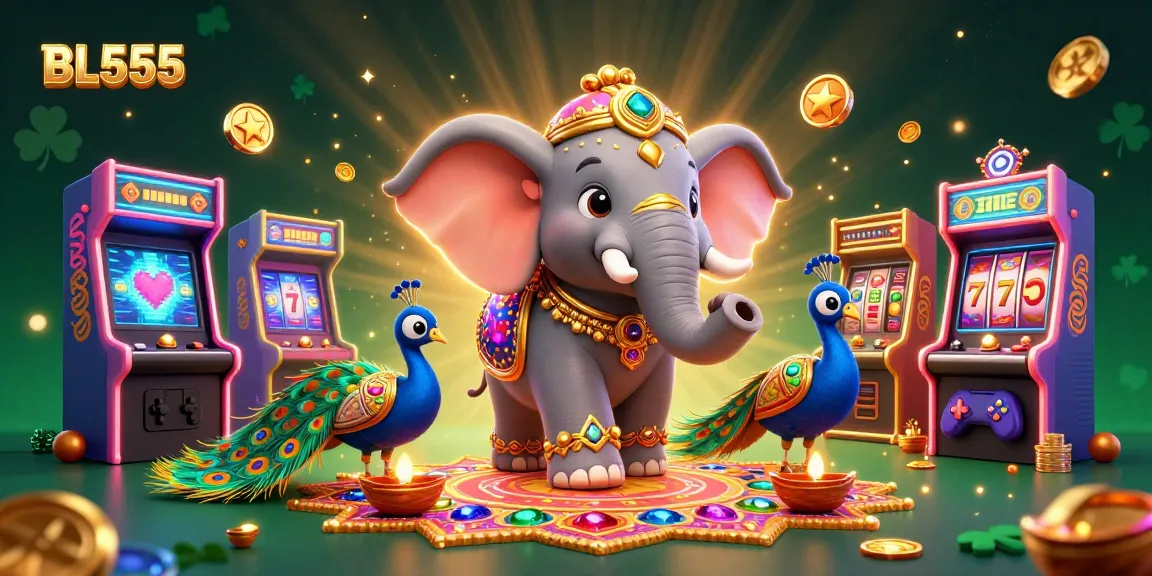 Join the exciting adventures at BL555 with a vibrant casino-themed illustration