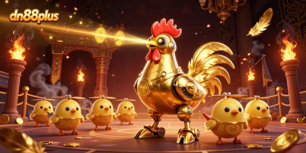 Experience dynamic gameplay at dn88plus with golden rooster robot and vibrant betting elements.