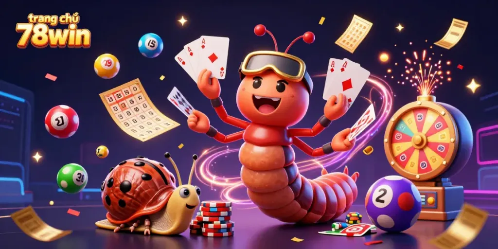 Experience the excitement at trang chủ 78win with a lively 3D casino scene featuring animated characters, games, and vibrant energy.