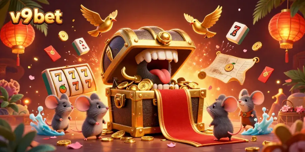 Engage with the vibrant world of v9 bet as adventurer mice are lured by riches in a dynamic casino scene