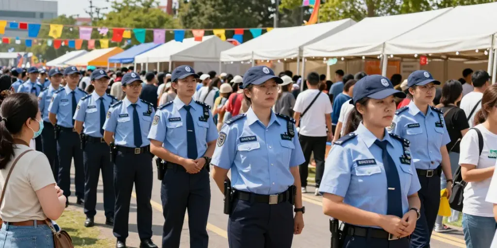 Event Security team providing professional crowd management at a local festival, ensuring community safety.